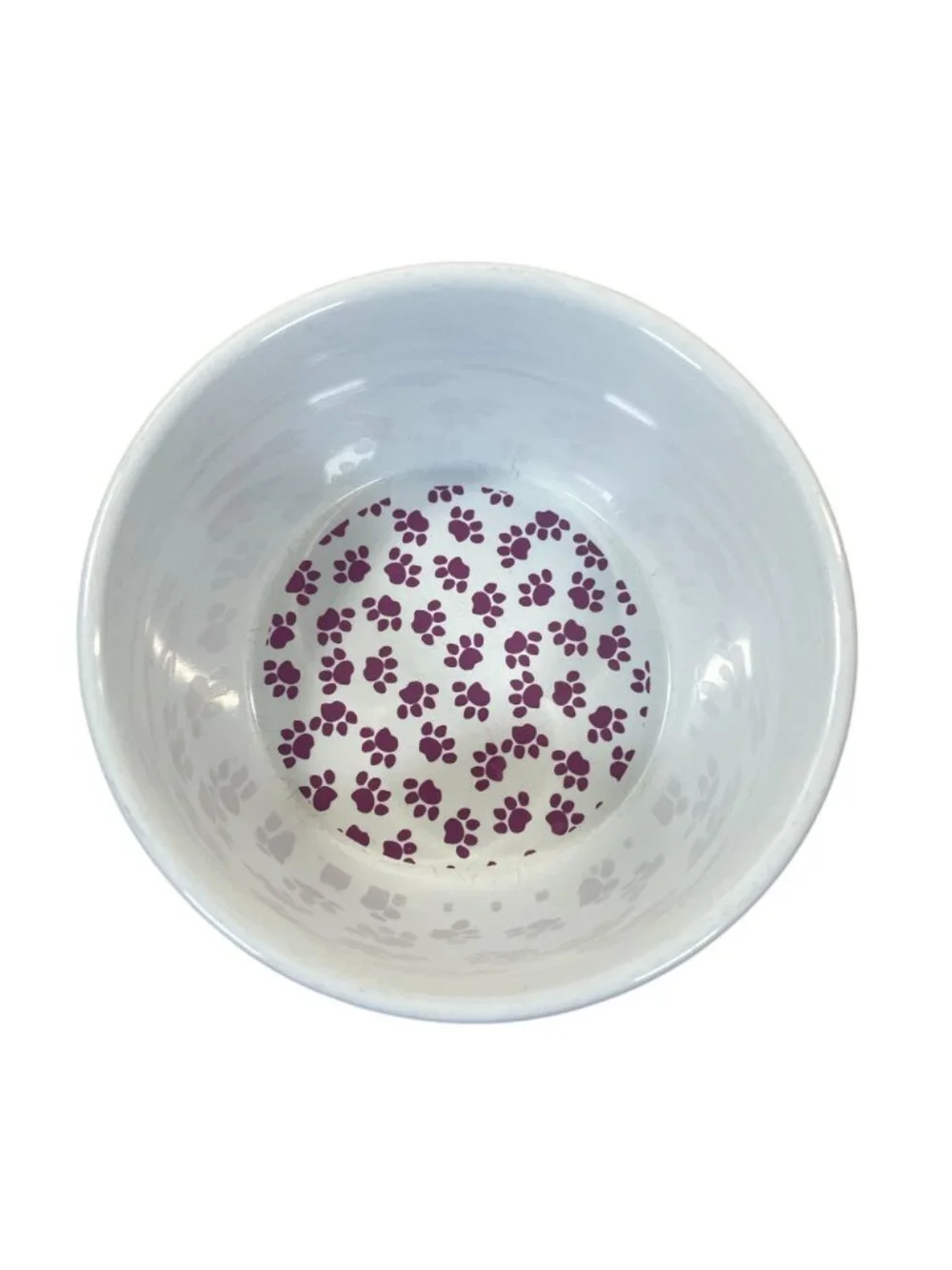 Vibrant Life Ceramic Paw Print Live Love Dog Bowl Feeder Orange